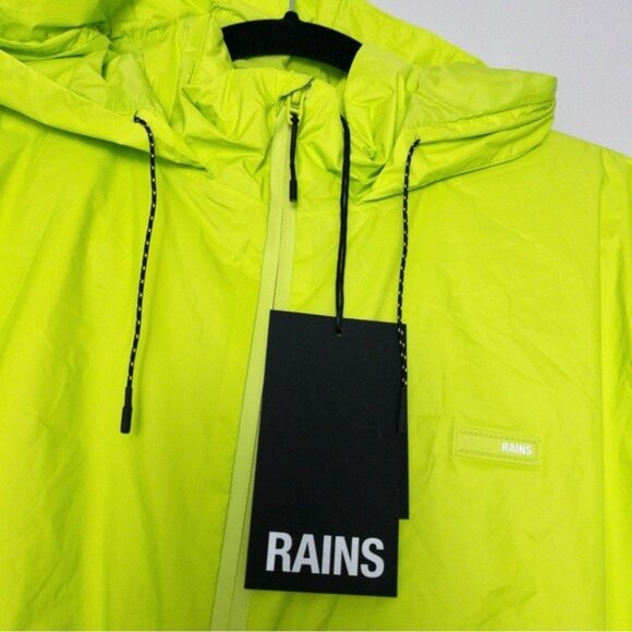 NWT Rains Padded Nylon Jacket S Digital Lime Waterproof Unisex Neon Insulated - Picture 8 of 16